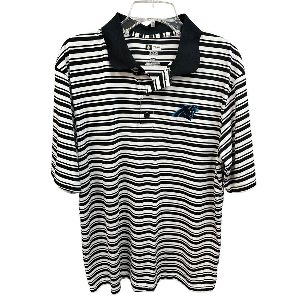 Carolina Panthers NFL Team Apparel TX3 COOL Striped Polo Shirt L‎
